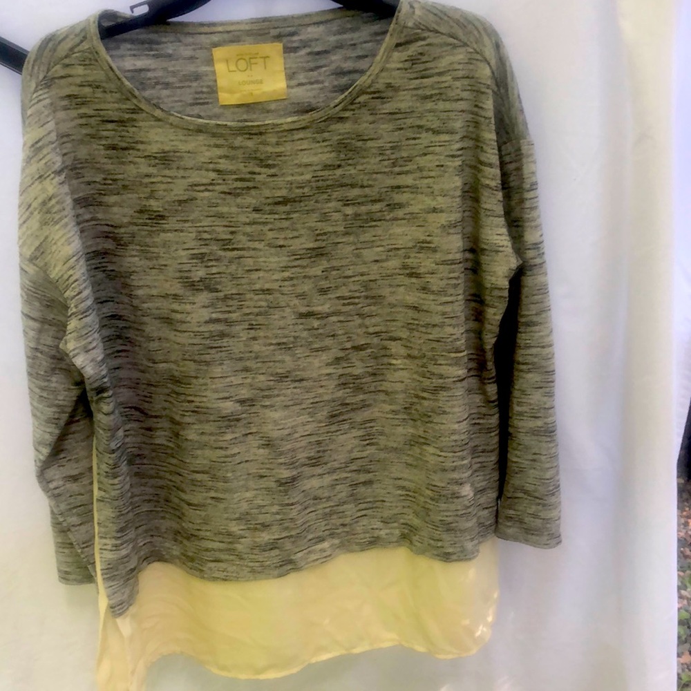Black , beige verigated top from Loft. Size large.
